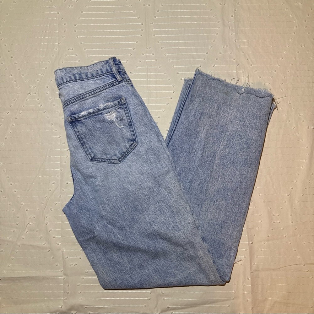 Altar'd State Distressed Wide Leg Jeans Size 25 Raw Hem Boho Festival Baggy